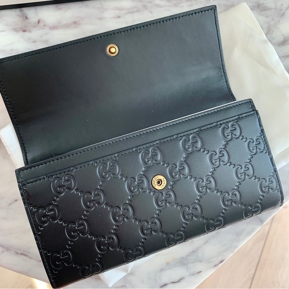 [🌟PRICE FIRM] GUCCI Cat Crystal Guccissima Monogram Logo Embossed Leather Wallet - Picture 9 of 16